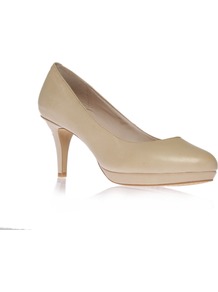 Desti - predominant colour: stone; occasions: casual, evening, work; material: leather; heel height: high; heel: platform; toe: round toe; style: courts; finish: plain; pattern: plain
