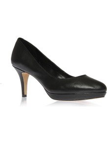 Desti - predominant colour: black; occasions: evening, work, occasion; material: leather; heel height: high; heel: platform; toe: round toe; style: courts; finish: plain; pattern: plain