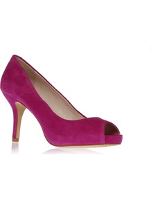 Kira - predominant colour: hot pink; occasions: evening, work, occasion; material: suede; heel height: high; heel: platform; toe: open toe/peeptoe; style: courts; finish: plain; pattern: plain