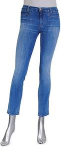 Paris Crop In Sugar Blue - style: skinny leg; pattern: plain; pocket detail: traditional 5 pocket; waist: mid/regular rise; predominant colour: denim; occasions: casual; length: ankle length; fibres: cotton - stretch; jeans detail: washed/faded; texture group: denim; pattern type: fabric