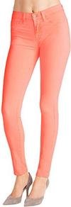 811 Skinny In Neon Coral - style: skinny leg; length: standard; pattern: plain; pocket detail: traditional 5 pocket; waist: mid/regular rise; predominant colour: coral; occasions: casual, holiday; fibres: cotton - stretch; texture group: denim; trends: fluorescent; pattern type: fabric