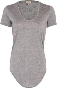 Scoop Neck Tee In Grey - neckline: round neck; pattern: plain; style: t-shirt; predominant colour: mid grey; occasions: casual, evening, work; length: standard; fibres: cotton - mix; fit: body skimming; sleeve length: short sleeve; sleeve style: standard; pattern type: fabric; pattern size: standard; texture group: jersey - stretchy/drapey