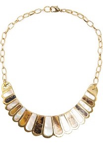 Mother Of Pearl Necklace - predominant colour: gold; secondary colour: gold; occasions: casual, evening, occasion; style: standard; length: short; size: large/oversized; material: chain/metal; trends: metallics; finish: metallic; embellishment: pearls