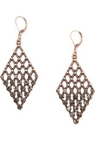 Touch Diamond Earrings With Crystals - predominant colour: gold; occasions: evening, work, occasion, holiday; style: drop; length: long; size: large/oversized; material: chain/metal; fastening: pierced; finish: metallic; embellishment: chain/metal, crystals