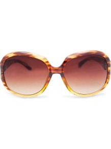 Metallic Detail Sunglasses - predominant colour: chocolate brown; occasions: casual, holiday; style: square; size: large; material: plastic/rubber; pattern: tortoiseshell; finish: plain