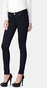 Cooper Skinny Jeans - style: skinny leg; length: standard; pattern: plain; pocket detail: traditional 5 pocket; waist: mid/regular rise; predominant colour: navy; occasions: casual; fibres: cotton - stretch; jeans detail: dark wash; texture group: denim; pattern type: fabric; pattern size: standard
