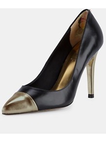 Saysa Pointed Court Shoes, Black - predominant colour: black; occasions: evening, work; material: leather; heel height: high; heel: stiletto; toe: pointed toe; style: courts; finish: plain; pattern: plain, colourblock; embellishment: toe cap