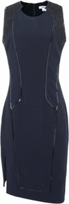 Black Wool Fitted Dress Uk - fit: tailored/fitted; pattern: plain; sleeve style: sleeveless; waist detail: fitted waist; hip detail: fitted at hip, slits at hip; predominant colour: black; occasions: casual, evening; length: just above the knee; style: asymmetric (hem); fibres: wool - mix; neckline: crew; sleeve length: sleeveless; trends: glamorous day shifts; pattern type: fabric; texture group: woven light midweight