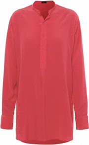 Coral Oversized Silk Shirt Uk - pattern: plain; neckline: high neck; length: below the bottom; style: shirt; predominant colour: coral; occasions: casual, evening, work; fibres: silk - 100%; fit: loose; sleeve length: long sleeve; sleeve style: standard; texture group: crepes; pattern type: fabric; pattern size: standard