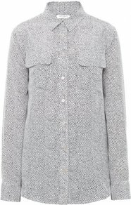 Cream Dot Signature Silk Shirt L Beige - neckline: shirt collar/peter pan/zip with opening; bust detail: added detail/embellishment at bust; style: shirt; predominant colour: light grey; occasions: casual, evening, work; length: standard; fibres: silk - 100%; fit: straight cut; sleeve length: long sleeve; sleeve style: standard; texture group: crepes; pattern type: fabric; pattern size: small & busy; pattern: patterned/print