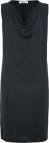 Navy Emerie Dress Uk - style: shift; neckline: cowl/draped neck; pattern: plain; sleeve style: sleeveless; bust detail: ruching/gathering/draping/layers/pintuck pleats at bust; predominant colour: black; occasions: casual, evening, work; length: just above the knee; fit: straight cut; fibres: polyester/polyamide - 100%; shoulder detail: flat/draping pleats/ruching/gathering at shoulder; sleeve length: sleeveless; trends: glamorous day shifts; pattern type: fabric; texture group: jersey - stretchy/drapey