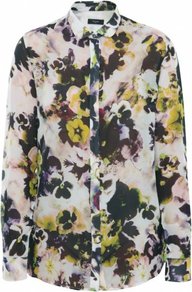 Yellow Pansy Silk Shirt Uk - neckline: shirt collar/peter pan/zip with opening; style: shirt; occasions: casual, evening, work; length: standard; fibres: silk - 100%; fit: straight cut; predominant colour: multicoloured; sleeve length: long sleeve; sleeve style: standard; texture group: sheer fabrics/chiffon/organza etc.; trends: high impact florals; pattern type: fabric; pattern size: big & busy; pattern: florals