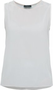 Cream Contrast Collar Top Uk - neckline: round neck; pattern: plain; sleeve style: sleeveless; predominant colour: ivory; occasions: casual, work; length: standard; style: top; fibres: silk - 100%; fit: loose; sleeve length: sleeveless; texture group: silky - light; pattern type: fabric