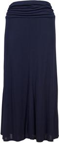 Navy Jersey Maxi Skirt - pattern: plain; fit: body skimming; waist: high rise; waist detail: twist front waist detail/nipped in at waist on one side/soft pleats/draping/ruching/gathering waist detail; predominant colour: navy; occasions: casual; length: floor length; style: maxi skirt; fibres: viscose/rayon - 100%; pattern type: fabric; texture group: jersey - stretchy/drapey