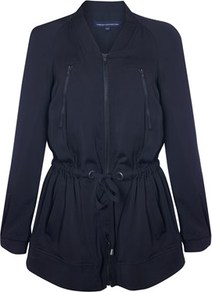 Nix Nights Jacket - pattern: plain; style: single breasted blazer; collar: shawl/waterfall; fit: loose; length: below the bottom; predominant colour: navy; occasions: casual; fibres: viscose/rayon - stretch; waist detail: belted waist/tie at waist/drawstring; sleeve length: long sleeve; sleeve style: standard; collar break: high; pattern type: fabric; texture group: other - light to midweight