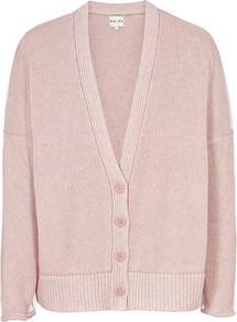 Quinie Mesh Covered Cardigan - neckline: low v-neck; pattern: plain; length: below the bottom; predominant colour: blush; occasions: casual, work; style: standard; fibres: cotton - mix; fit: standard fit; sleeve length: long sleeve; sleeve style: standard; texture group: knits/crochet; pattern type: knitted - other