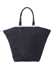 Edie Tote Bag - predominant colour: navy; occasions: casual, work; type of pattern: light; style: tote; length: handle; size: oversized; material: leather; pattern: plain, patterned/print; finish: plain