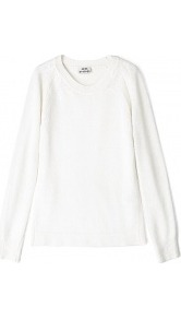 White Micah Angora Jumper - neckline: v-neck; pattern: plain; style: standard; hip detail: fitted at hip; predominant colour: white; occasions: casual; length: standard; fibres: wool - mix; fit: standard fit; sleeve length: long sleeve; sleeve style: standard; texture group: knits/crochet; pattern type: knitted - other