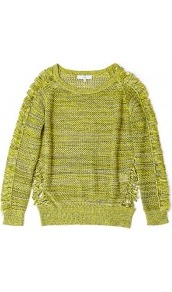 Kara Neon Shredded Jumper - neckline: round neck; style: standard; hip detail: fitted at hip; predominant colour: lime; occasions: casual, work; length: standard; fibres: cotton - 100%; fit: standard fit; sleeve length: long sleeve; sleeve style: standard; texture group: knits/crochet; trends: fluorescent; pattern type: knitted - big stitch; pattern size: small & light