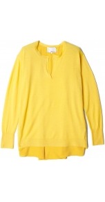 Split Black Pullover - neckline: v-neck; pattern: plain; length: below the bottom; style: standard; back detail: contrast pattern/fabric at back, longer hem at back than at front; predominant colour: yellow; occasions: casual, work; fibres: wool - mix; fit: standard fit; hip detail: dip hem; sleeve length: long sleeve; sleeve style: standard; texture group: knits/crochet; pattern type: knitted - other