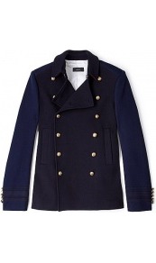 Ford Naval Pea Coat - pattern: plain, colourblock; length: standard; shoulder detail: shoulder pads; hip detail: side pockets at hip; style: pea coat; predominant colour: black; occasions: casual, work; fit: straight cut (boxy); fibres: cotton - mix; collar: shirt collar/peter pan/zip with opening; waist detail: fitted waist; back detail: embellishment at back, back vent/flap at back; sleeve length: long sleeve; sleeve style: standard; collar break: high/illusion of break when open; pattern type: fabric; texture group: other - light to midweight