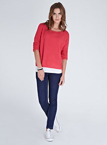Sienna Jumper - neckline: round neck; style: standard; predominant colour: bright orange; occasions: casual, work; length: standard; fibres: cotton - mix; fit: loose; sleeve length: extra long; sleeve style: standard; texture group: knits/crochet; pattern type: knitted - fine stitch; pattern size: standard
