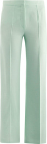 Double Crepe Trousers - length: standard; pattern: plain; pocket detail: small back pockets, pockets at the sides; waist: mid/regular rise; predominant colour: pistachio; occasions: casual, evening, work; fibres: wool - mix; fit: straight leg; pattern type: fabric; texture group: woven light midweight; style: standard