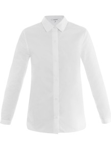 Cotton Poplin Shirt - neckline: shirt collar/peter pan/zip with opening; pattern: plain; style: shirt; predominant colour: white; occasions: casual, work; length: standard; fibres: cotton - 100%; fit: body skimming; sleeve length: long sleeve; sleeve style: standard; texture group: cotton feel fabrics; pattern type: fabric