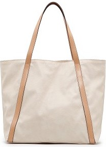 Touch Shopper Bag - predominant colour: stone; occasions: casual, work; type of pattern: light; style: tote; length: handle; size: oversized; material: faux leather; pattern: plain, two-tone; finish: plain