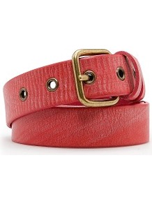 Rivets Leather Belt - predominant colour: coral; occasions: casual, work; type of pattern: standard; style: classic; size: standard; worn on: hips; material: leather; pattern: plain; finish: plain