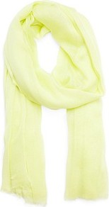 Frayed Endings Foulard - predominant colour: primrose yellow; occasions: casual, work; type of pattern: standard; style: regular; size: standard; material: fabric; embellishment: fringing; pattern: plain