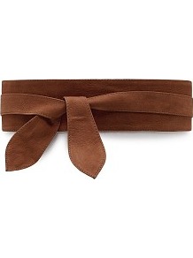 Leather Obi Belt - predominant colour: tan; occasions: casual, evening, work; type of pattern: standard; style: obi; size: wide; worn on: waist; material: leather; pattern: plain; finish: plain