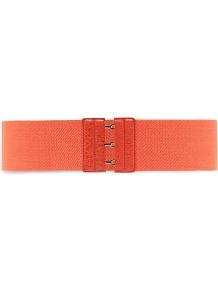 Triple Hook Elastic Belt - predominant colour: coral; occasions: casual, evening, holiday; type of pattern: standard; style: elasticated; size: wide; worn on: waist; material: fabric; pattern: plain; trends: fluorescent; finish: plain
