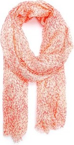 Touch Spotted Print Foulard - secondary colour: ivory; predominant colour: coral; occasions: casual, holiday; type of pattern: light; style: regular; size: standard; material: fabric; pattern: patterned/print