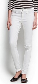 Super Slim Trousers - length: standard; pattern: plain; pocket detail: traditional 5 pocket; waist: mid/regular rise; predominant colour: white; occasions: casual, evening, holiday; fibres: cotton - stretch; texture group: denim; fit: slim leg; pattern type: fabric; style: standard