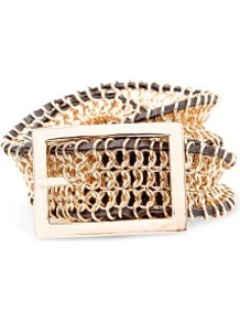 Metallic Mesh Belt - predominant colour: gold; secondary colour: black; occasions: evening, work, occasion, holiday; style: chainlink; size: standard; worn on: hips; material: chain/metal; pattern: plain; finish: metallic; embellishment: chain/metal