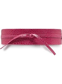 Croc Effect Sash Belt - predominant colour: hot pink; occasions: evening, work; type of pattern: standard; style: obi; size: wide; worn on: waist; material: faux leather; pattern: plain; finish: plain
