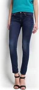 Super Slim Jeans - style: skinny leg; length: standard; pattern: plain; pocket detail: traditional 5 pocket; waist: mid/regular rise; predominant colour: navy; occasions: casual, evening, work, holiday; fibres: cotton - stretch; jeans detail: shading down centre of thigh; texture group: denim; pattern type: fabric