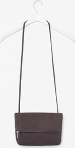 Leather Folded Bag - predominant colour: aubergine; occasions: casual, evening, work, occasion; type of pattern: standard; style: shoulder; length: across body/long; size: small; material: leather; embellishment: zips; pattern: plain; finish: plain