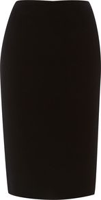 Women's Brunel Skirt, Black - pattern: plain; style: pencil; fit: tailored/fitted; waist detail: fitted waist; hip detail: fitted at hip; waist: mid/regular rise; predominant colour: black; occasions: casual, work; length: on the knee; fibres: polyester/polyamide - stretch; texture group: crepes; pattern type: fabric; pattern size: standard