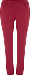 Red Jeggings - length: standard; pattern: plain; style: jeggings; pocket detail: traditional 5 pocket; waist: mid/regular rise; predominant colour: true red; occasions: casual; fibres: cotton - mix; texture group: denim; pattern type: fabric