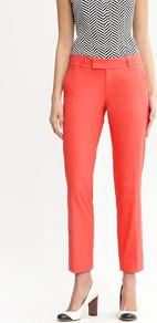 Hampton Fit Crop - pattern: plain; waist detail: fitted waist; pocket detail: small back pockets, pockets at the sides; waist: mid/regular rise; predominant colour: coral; occasions: casual, work, holiday; length: ankle length; fibres: cotton - stretch; hip detail: fitted at hip (bottoms); texture group: cotton feel fabrics; fit: slim leg; pattern type: fabric; style: standard