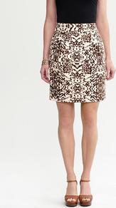 Heritage Safari Print Skirt - style: straight; fit: tailored/fitted; waist: high rise; hip detail: fitted at hip; predominant colour: chocolate brown; occasions: casual, evening, work; length: just above the knee; fibres: linen - mix; trends: statement prints; pattern type: fabric; pattern size: big & busy; pattern: patterned/print; texture group: other - light to midweight