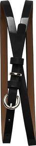 Patent Skinny Belt - predominant colour: black; occasions: casual, evening, work; type of pattern: standard; style: classic; size: skinny; worn on: waist; material: faux leather; pattern: plain; finish: patent