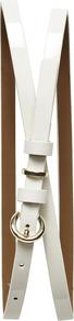 Patent Skinny Belt - predominant colour: white; occasions: casual, evening, work; type of pattern: standard; style: classic; size: skinny; worn on: waist; material: faux leather; pattern: plain; finish: patent