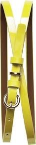 Patent Skinny Belt - predominant colour: yellow; occasions: casual, work; style: classic; size: skinny; worn on: waist; material: faux leather; pattern: plain; trends: fluorescent; finish: patent