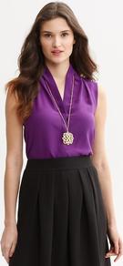 White Silk V Neck Tank - neckline: v-neck; pattern: plain; sleeve style: sleeveless; predominant colour: purple; occasions: work; length: standard; style: top; fibres: silk - 100%; fit: straight cut; sleeve length: sleeveless; texture group: crepes; pattern type: fabric