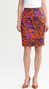 Tropical Floral Pencil Skirt - style: pencil; fit: tailored/fitted; hip detail: fitted at hip; waist: mid/regular rise; occasions: casual, evening, work, holiday; length: just above the knee; fibres: linen - mix; predominant colour: multicoloured; texture group: cotton feel fabrics; trends: high impact florals, statement prints, modern geometrics; pattern type: fabric; pattern size: big & busy; pattern: florals