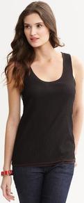 Heritage Mixed Media Tank - pattern: plain; sleeve style: sleeveless; style: vest top; hip detail: fitted at hip; predominant colour: chocolate brown; occasions: casual, work; length: standard; neckline: scoop; fibres: polyester/polyamide - stretch; fit: straight cut; back detail: keyhole/peephole detail at back; sleeve length: sleeveless; pattern type: fabric; pattern size: standard; texture group: jersey - stretchy/drapey