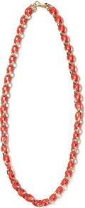 Link Necklace - predominant colour: bright orange; secondary colour: gold; occasions: casual, holiday; style: standard; length: long; size: standard; material: chain/metal; finish: plain